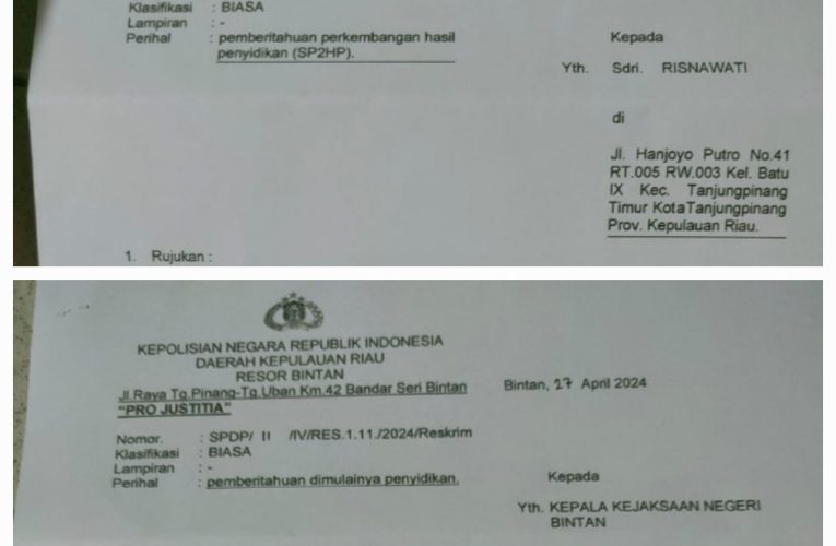 Polres Bintan Mulai Penyidikan Kasus Penipuan dan Penggelapan Tanah Milik Keluarga Risnawati