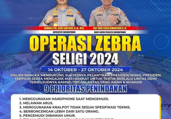 Operasi Zebra Seligi 2024 Segera Dimulai, Fokus Penertiban Lalu Lintas Jelang Pilkada