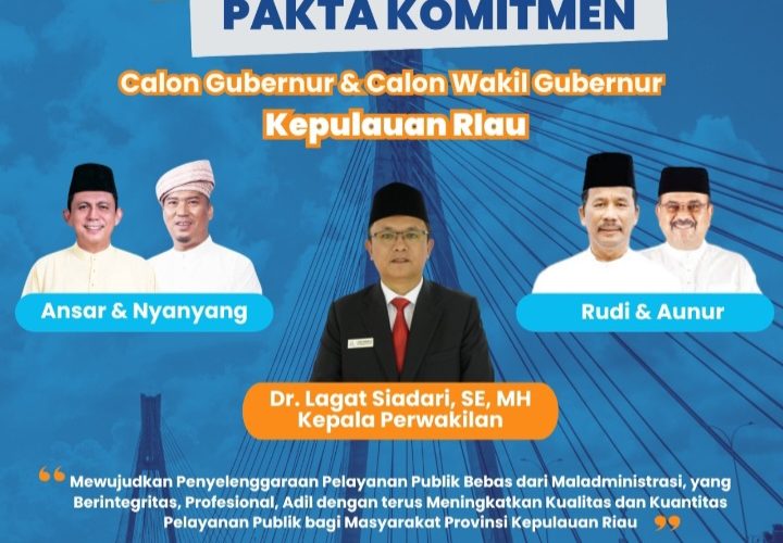 Ombudsman Kepri Undang Calon Gubernur dan Wakil Gubernur Tandatangani Pakta Komitmen Pelayanan Publik Bebas Maladministrasi