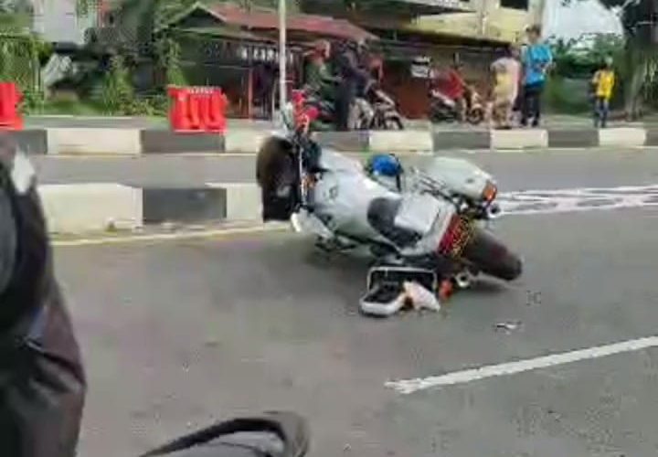 Anggota Satlantas Polresta Tanjungpinang Alami Kecelakaan Tunggal di Flyover Basuki Rahmat