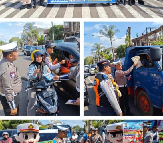 Sat Lantas Polresta Tanjungpinang Kampanye Keselamatan Lalu Lintas dengan Bagi Helm dan Cokelat