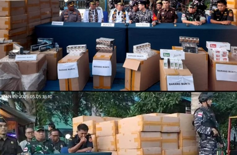 Lanal Tarempa Amankan 221 Ball Rokok Tanpa Cukai, Negara Hemat Rp 1,4 Miliar
