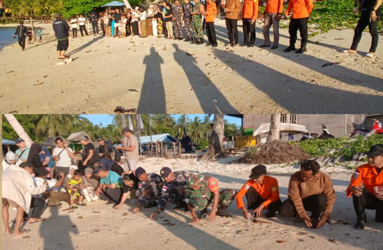 Koramil 04/Letung dan Yayasan Lestari Anambas Lepas 500 Tukik di Pantai Kusik