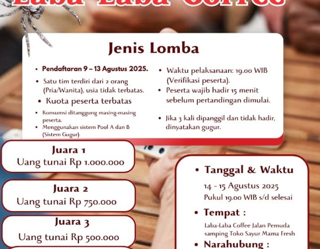 Sambut HUT RI ke-80, Laba-Laba Coffee Gelar Turnamen Domino Berhadiah Jutaan Rupiah