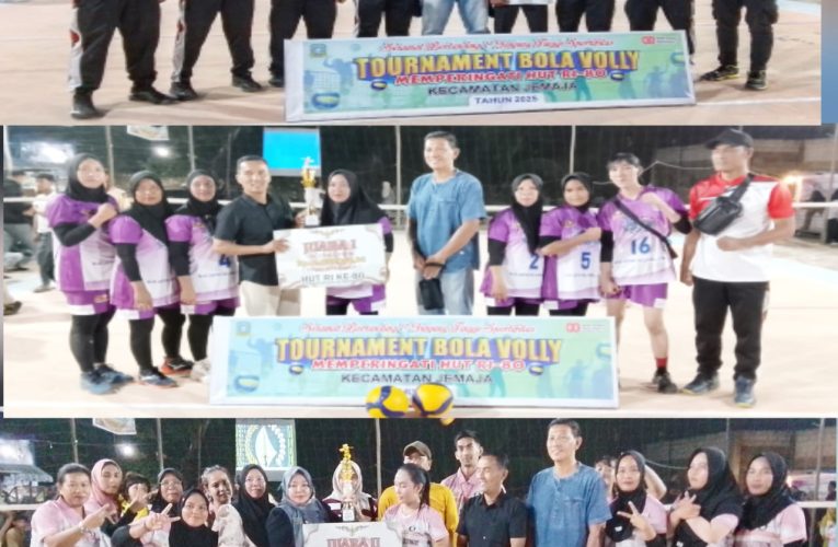 Desa Air Biru Juara Turnamen Voli Putri HUT ke-80 RI di Jemaja, Final Berlangsung Meriah