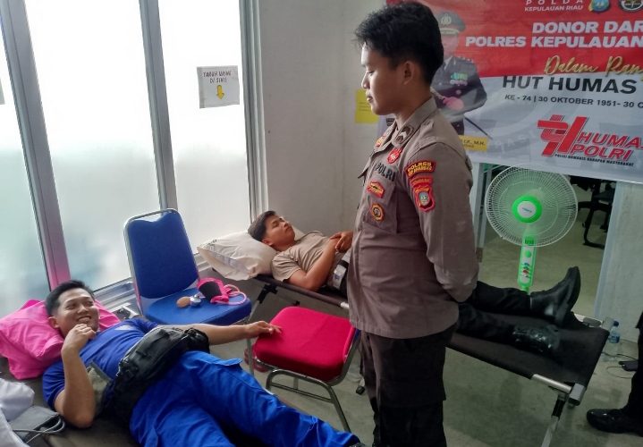 Polres Kepulauan Anambas Tebar Kebaikan di HUT Humas Polri ke-74, Gelar Donor Darah untuk Sesama