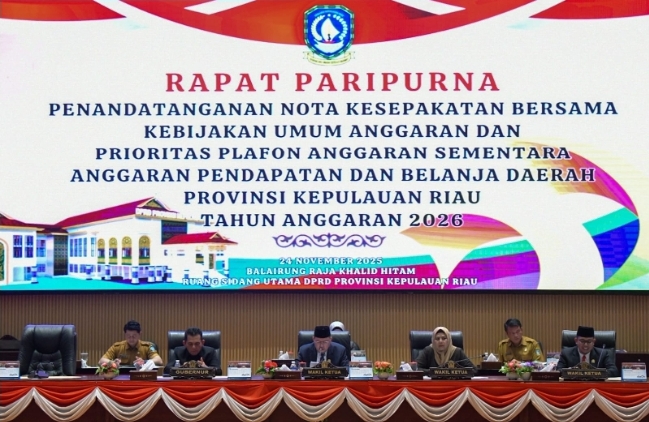 Pemprov dan DPRD Kepri Sepakati KUA-PPAS 2026, Pendapatan Daerah Terkoreksi Jadi Rp3,312 Triliun