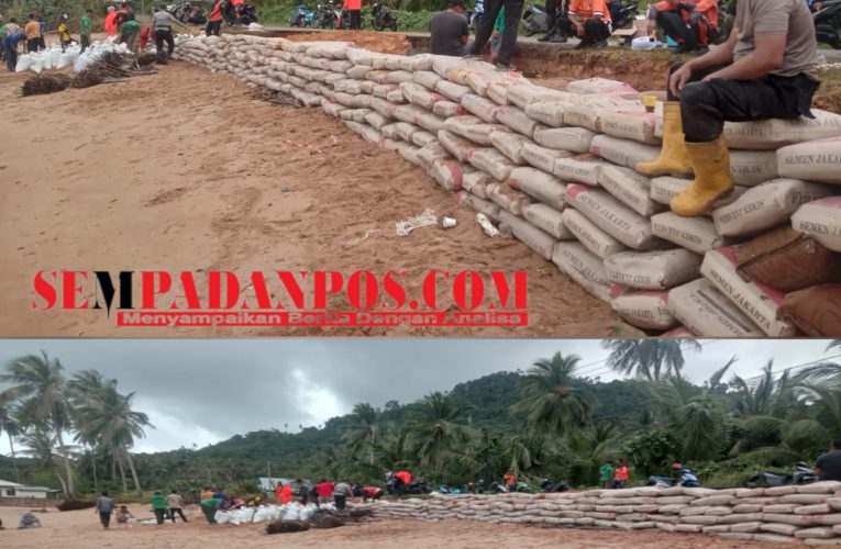 Goro Lanjutan Digelar, Penahan Ombak Sementara di Jalan Pasir Panjang Kembali Diperkuat
