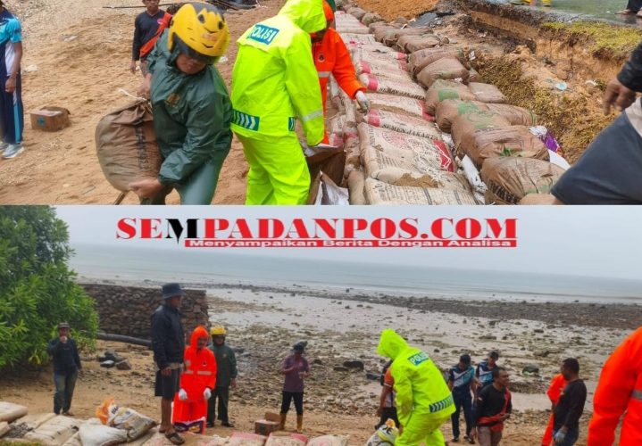Bhabinkamtibmas Polsek Jemaja Laksanakan Gotong Royong Atasi Jalan Rusak Akibat Abrasi