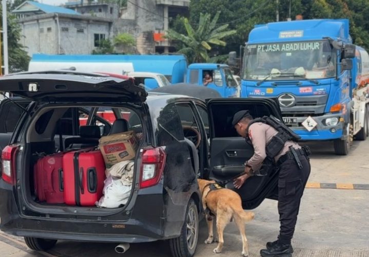 Satgas Gakkum Ops Lilin Seligi 2025 dan Unit K9 Intensifkan Pemeriksaan di Pelabuhan Roro Punggur