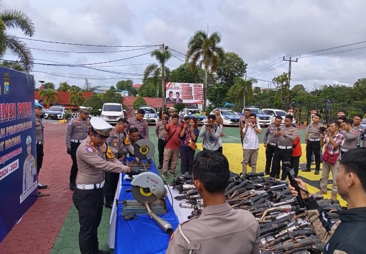 Polresta Tanjungpinang Amankan 392 Knalpot Brong Selama 2024–2025, Seluruhnya Dimusnahkan
