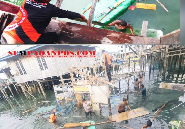 Sinergi Polri, TNI, dan Masyarakat Jemaja Gotong Royong Bantu Warga Terdampak Rumah Roboh