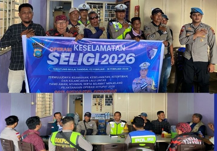 Polantas Menyapa, Satlantas Anambas Sosialisasikan Tertib Lalu Lintas dan Cek Kesehatan Ojek