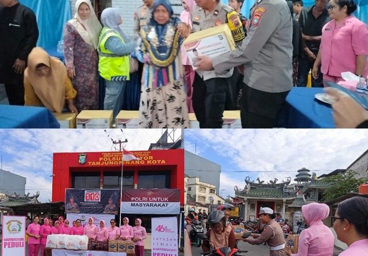 Safari Ramadhan, Polsek Tanjungpinang Kota Bersama Bhayangkari Berbagi Sembako untuk Warga
