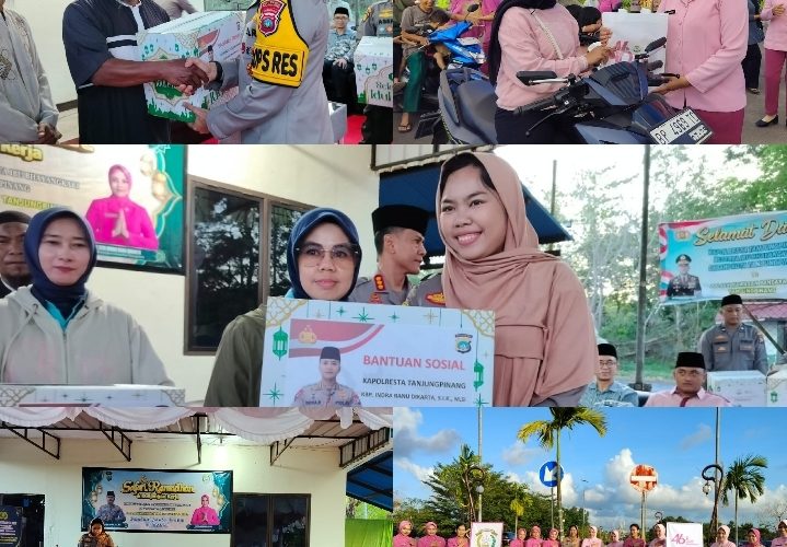 Kapolresta Tanjungpinang Gelar Safari Ramadhan dan Kunker ke Polsek Bandara RHF, Bhayangkari Bagikan Takjil dan Sembako