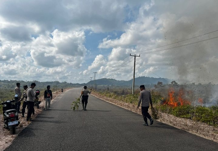 Kapolsek Bunguran Barat Bersama Personel Berhasil Padamkan Karhutla 50 Hektar Secara Manual