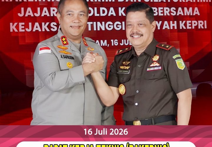 Kejati Kepri dan Polda Kepri Perkuat Sinergitas Penegakan Hukum melalui Rakernis Reskrim
